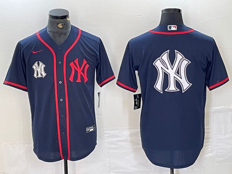 Men New York Yankees Blank Blue Third generation joint name Nike 2024 MLB Jersey style 9->new york yankees->MLB Jersey